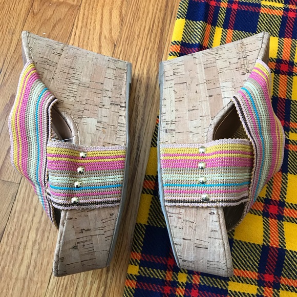 Steve Madden Pride Criss Cross Strap Cork Wedge - Picture 6 of 8